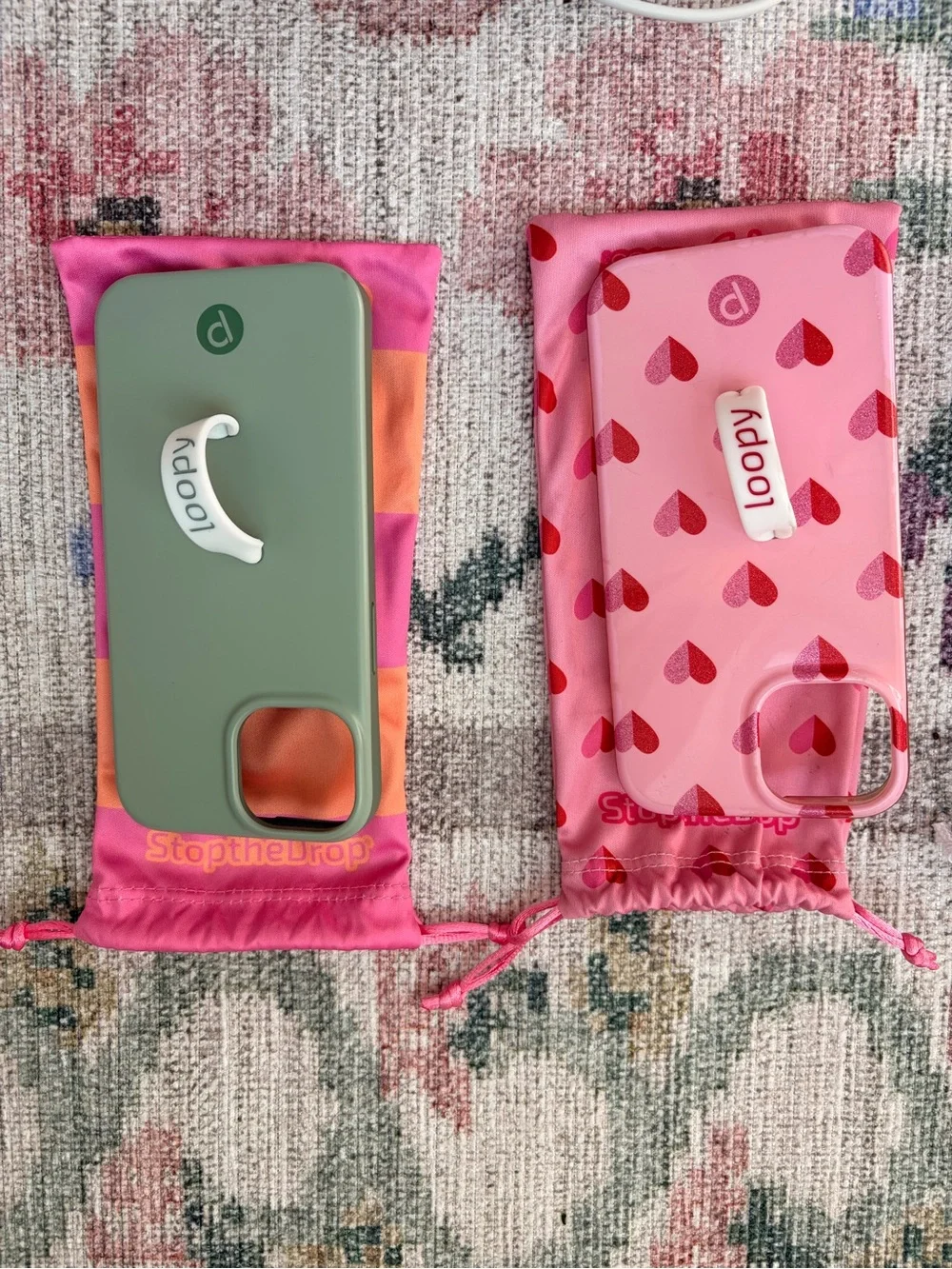 Loopy Cases iPhone14, Grip Case Bundle - Lavender, Pink Heart, Olive Green